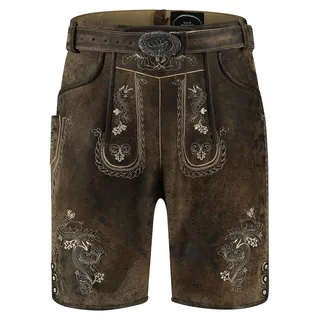 Lederhose Herren kurz Vintage braun mit Gürtel, Groesse:58 - Braun