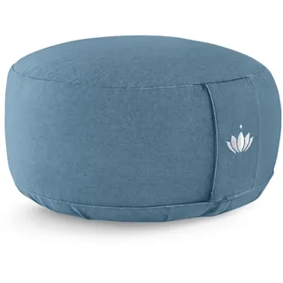 Lotuscrafts® Meditationskissen mit 15cm Sitzhöhe, bestickt, Yoga Kissen mit 100% Bio-Dinkelfüllung, Yogakissen Rund mit robustem Bezug waschbar, GOTS-Zertifiziert Bodenkissen Rund