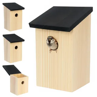Relaxdays 4Xnistkasten , Hellbraun , Holz , 12x22x14 cm , Dekoration, Gartendeko