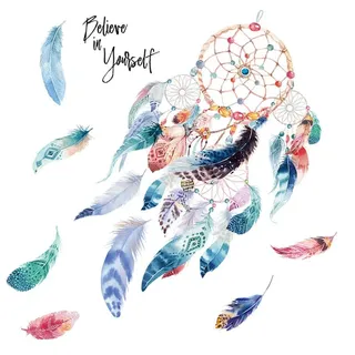 WandSticker4U®- [Aquafarben] Wandtattoo TRAUMFÄNGER bunt XXL (80x80 cm) I Wandsticker Traumfänger Feder Aufkleber I Wanddeko Schlafzimmer Kinderzimmer Deko Mädchen Teenager GROß