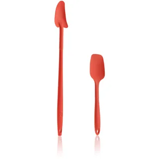 Kochblume Geizhals Set, Restelöffel, Flexlöffel S | Premium Premium-Silikon & BPA freimit Edelstahlkern | In der bunten Box (rot, 2er Set)