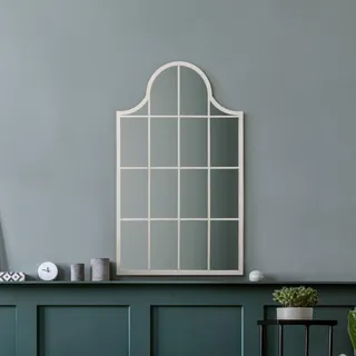 MirrorOutlet The Arcus Wandspiegel, gewölbt, Metallrahmen, 104 x 62 cm, Schwarz 2 cm breiter Rahmen, 3 cm tief.