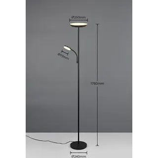 Trio LED Stehleuchte Specter 17 + 4,5 W schwarz matt - Schwarz