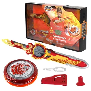 Infinity Nado Kreisel für Kinder Split Series Metall Spielzeug Jungen, Battle Tops Kreisel Launcher Spielzeug Jungen, Nado Spinning Tops Jungen ab 5 Jahre, Flaming Pack Blazing War Bear