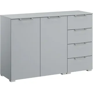 Novel Sideboard , Hellgrau , Metall , 2 Fächer , 4 Schubladen , 120x81x42 cm , Blauer Engel, Goldenes M, BQ - Bündnis für Qualität, Made in Germany , Typenauswahl, Beimöbel erhältlich, stehend, in verschiedenen Größen erhältlich, in verschiedenen Holzdekoren erhältlich , Kleinmöbel, Kommoden, Sideboards