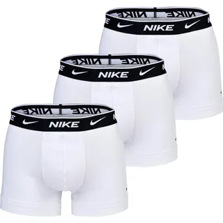 NIKE Herren Boxer Shorts, 3er Pack - Trunks, Logobund, Baumwolle Stretch Weiß S - Weiß