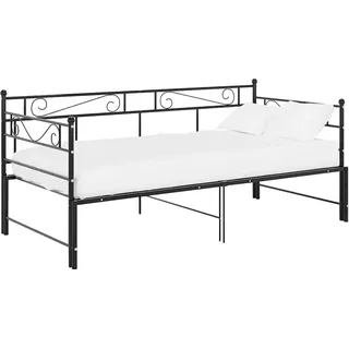 vidaXL Tagesbett Ausziehbar Schwarz Metall 90x200 cm - Schwarz