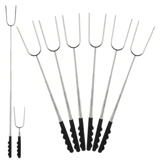 Vilde | Grillgabeln Teleskopisch 24-72 cm - 6er Set - Lagerfeuer Spieße - Edelstahl - Silber