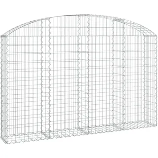 vidaXL Gabione mit Hochbogen 200x30x120/140 cm Verzinktes Eisen - Silber
