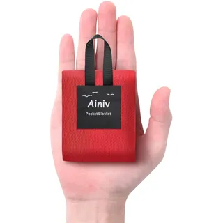Ainiv Mini Picknickdecke, Ultraleicht tragbare Stranddecke, Sandabweisende Camingmatte, Kompakt Strandtuch, Outdoor Decke für Strand, Reisen, BBQ, Picknick, Camping und Wandern 70x110cm, Rot S