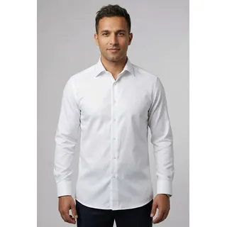 Businesshemd OLYMP "Luxor modern fit", Herren, Gr. 43, N-Gr, weiß, Web, Obermaterial: 100% Baumwolle, modern fit, Umschlagmanschette, Hemden Businesshemd