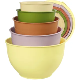 Greentainer Salatschüssel Set mit Deckel, Rührschüsseln aus Wiederverwendbare Kunststoff, Stapelbare Nesting-Schüssel-Set für Küche,Große Schüsselset,Servierschalen ideal zum Mischen und Servieren