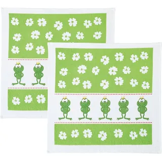 Kracht Frottier-Geschirrtuch 2er-Pack Baumwolle Frösche Größe 50x50 cm