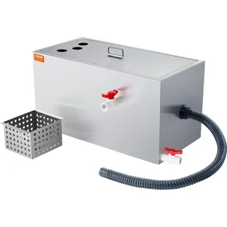 Mophorn VEVOR Kommerzieller Fettabscheider, 25 lbs Fettabscheider, Oberer Einlassabscheider, Fettabscheider aus Edelstahl Unter der Spüle, 6,44 GPM Abwasser-Öl-Wasser-Abscheider, für Restaurant usw.