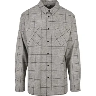 Urban Classics Long Oversized Checked Greyish Langarmhemd - Grey / Black - M