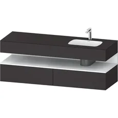 Duravit Qatego Einbauwaschtisch mit Konsolenwaschtischunterbau, 1600x550x600mm, Nische Weiß Matt, Becken rechts, QA4796018, Farbe: Graphit Supermatt/mit Nischenbeleuchtung