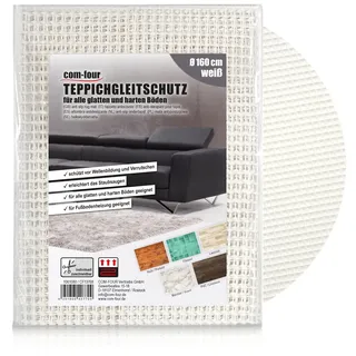 com-four® Antirutschmatte für Teppich, Polster, Tischdecken - Teppichunterlage Ø 160 cm - runder Teppich Stopper - rutschfeste Haftmatte in weiß - zuschneidbare Schubladenmatte