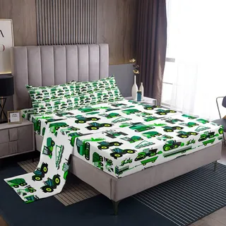 Feelyou Traktoren-Bettwäsche-Set, Doppelbettgröße, Kinder-Bettwäsche-Set, Jungen, Cartoon, Bauernhof, LKW, ultraweich, Bauauto-Bettwäsche-Set, Kinderausrüstung, Auto-Dekoration, Schlafzimmer,