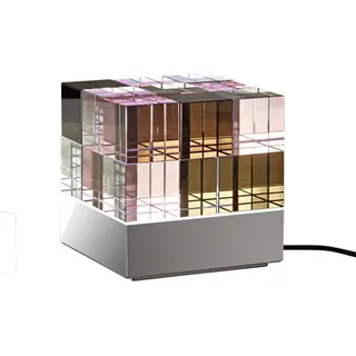 Tecnolumen Cubelight Tischleuchte aus Glas und Edelstahl in der Farbe Chrom glänzend, EEK A++, Abmessungen: 15x15x15 cm, MSCL3