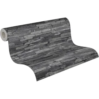 A.S. Création Best of Wood and Stone Vliestapete 10,05 m x 0,53 m grau/schwarz 914224