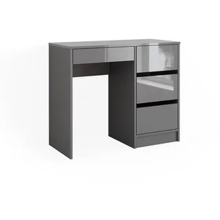 Vicco Schminktisch Sherry Grau Hochglanz 90 cm mit 4 Schubladen, - Grau