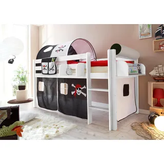 Ticaa Hochbett »Malte« mit Rollrost und in verschiedenen Ausführungen wahlweise mit Matratze, schwarz-weiß
