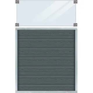 Plus Holz Sichtschutzzaun Artura WPC Schiefergrau mit Glas 90 cm x 135 cm