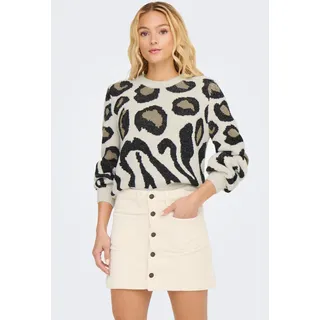 Jdy Strickpullover mit Animal-Muster Cement/Detail:Black/Malt Ball Mix S