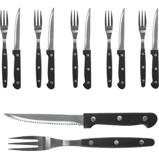 Grillbesteck-Set 12-teilig schwarz - Schwarz