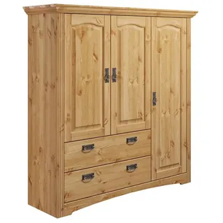 otto home »Konrad« beige (natur), B:133cm H:132cm T:39cm, Massivholz, Schränke, Wäscheschrank, aus massiver Kiefer, mit viel Stauraum,