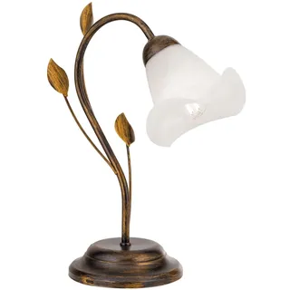 Tischlampe Glas Metall E14 33 cm hoch Shabby Antik Weiß Landhausstil