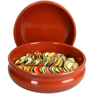 MamboCat Cazuela Schale Berlin bauchig Tonware I 2er Set I Ø 24 cm I Größe XL I Mediterran I Glasiert I Unikat Handarbeit I Antike/Vintage I Mittelalter I Wikinger