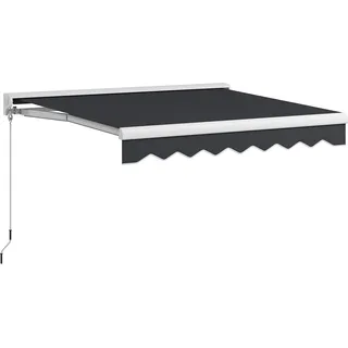 Gelenkarmmarkise 2,5x2m elektrische Markise mit Handkurbel & Fernbedienung Wandmontage Sonnendach aus Aluminium in Grau - Grau