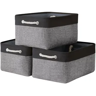 TheWarmHome Faltbarer Aufbewahrungskorb für Regale – 40,6 x 30,5 x 20,3 cm, großer Aufbewahrungskorb für die Organisation mit Seil, Stoff-Aufbewahrungswürfel für Organizer, Spielzeug, Stoff,