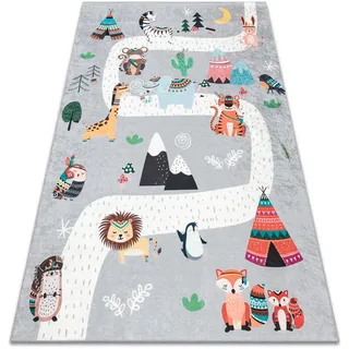 rugsX Teppich Bambino 120/170 cm , Grau , Textil , Rechteckig , 120x170 cm , Teppiche und Böden, Teppiche, Kinderteppiche