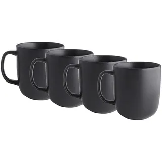 Butlers Tassen 4er-Set Casa Nova 400 ml , Schwarz , Keramik , Geschirr, Tassen, Kaffeetassen