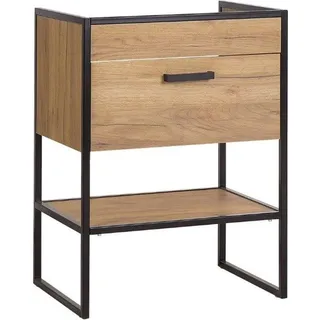 Badezimmerschrank Loft 60 cm für Waschbecken, Eiche goldfarben, 1 Schublade - Schwarz