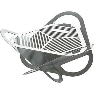 Feuerstelle 56 x 56 cm aus Edelstahl Mobile Feuerschale BBQ Lagerfeuer klappbar Gartenfeuer Feuerkorb Feuertonne für Terrasse und Garten Grill