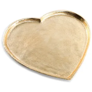 Dekoschale Herz: Tablett Metall, Herzteller Gold, Metalltablett Weihnachten, Hochzeit, Valentinstag, Kerzentablett Deko, Tischdeko Modern, Geschenk Paare, Liebe & Freundschaft, Dekotablett, 27 x 26 cm