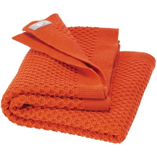 Disana WABEN-STRICKDECKE, 100% Bio-Merinowolle GOTS, IVN Best | kuschelweiche Decke mit Wabenmuster | Newborn Baby Kleinkind Kind Unisex | Baby Erstausstattung | Made in Germany | Orange