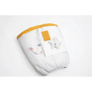 Mionido Stubenwagenset , Weiß, Currygelb , Kunststoff, Textil , 5-teilig , 130x180 cm , Babymöbel & Kindermöbel, Babyzimmer, Babybetten, Stubenwagen & Babywiegen