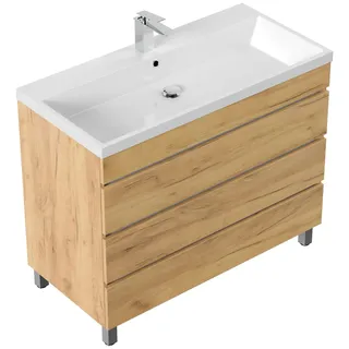 Posseik Stand-Badmöbel Fellini 100 SoftClose mit 3 Schubladen eiche gold
