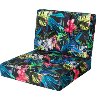 Bjird Sesselkissen, Kissen für Rattanmöbel, Sitzkissen & Rückenkissen, Sitzkissen für Sessel / Stühle - Indoor & Outdoor - Anti-Rutsch - 50x50, 50x39 cm, Bunte Blätter