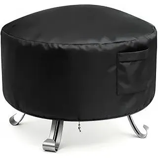 Feuerschale Abdeckung, Ø97x56cm Wasserdicht Winddicht UV-Beständiges Robustes Oxford-Gewebe Abdeckung Gartenmöbel Rund Schutzhülle Funkenschutz für Feuerstelle, Feuerkorb, Feuertonne, Schwarz