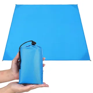 Picknickdecke im Taschenformat, sandabweisende, leichte Campingplane, 140 x 152 cm, faltbar und passt in eine kleine Tasche, wasserdichte, faltbare Picknickdecke für Strand, Camping, Rasen, Park