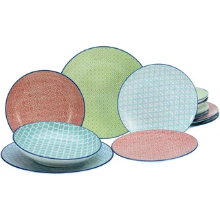 CreaTable Tafelservice 12-tlg. Mediterran bunt