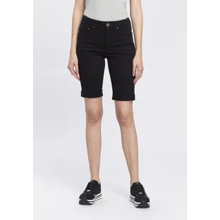 Jeansbermudas ARIZONA, Damen, Gr. 36, N-Gr, schwarz (schwarz schwarz), Denim/Jeans, Obermaterial: 98% Baumwolle, 2% Elasthan, Basic, schmal kniefrei, Jeans Jeansbermudas, schmale Passform, krempelbarer Saum, Usedwaschung, hohe Leibhöhe