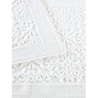 Questo Casa Bath Towel Set, 2 Piece Set, 8/2 Jacquard Combed Compact Aegean 800 g/m2, 60 x 50 cm (1 Piece), 60 x 100 cm (1 Piece), Cream