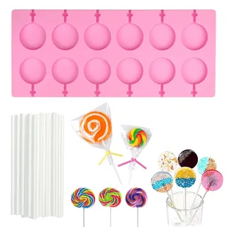 EXIN DEHCEN Lollipop Form Silikon, 12 Lutscherform aus Silikon Runde