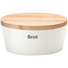 Bild Brottopf mit Holzdeckel oval 27 cm weiß